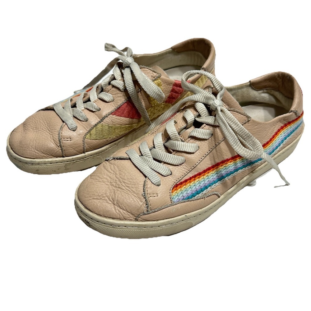 Soludos Rainbow Wave Sneakers Womens 9 Pink Embroidered Chill‎ Out Boho Festival